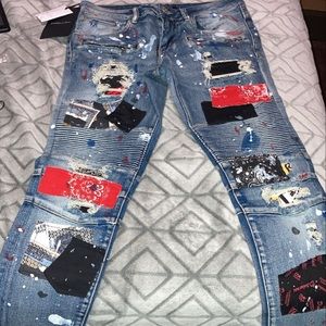 Patchwork embellish jeans